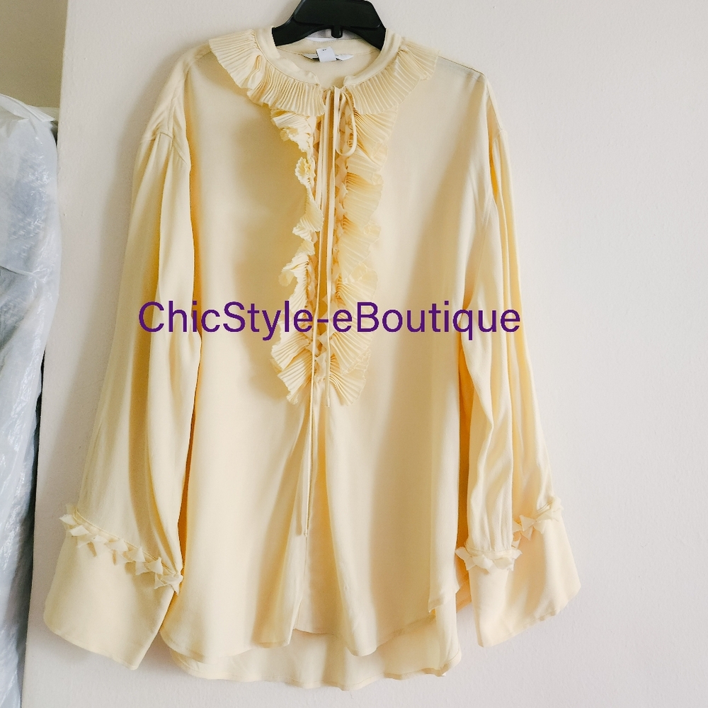 H&M S/S 2025 The STUDIO Ruffled Tunic Pale Yellow ONLY NO LOW BALLING!! - Picture 7 of 16